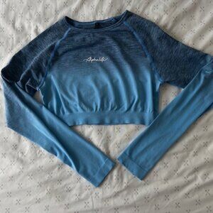 Alphalete long sleeve crop. ombré moonblue small